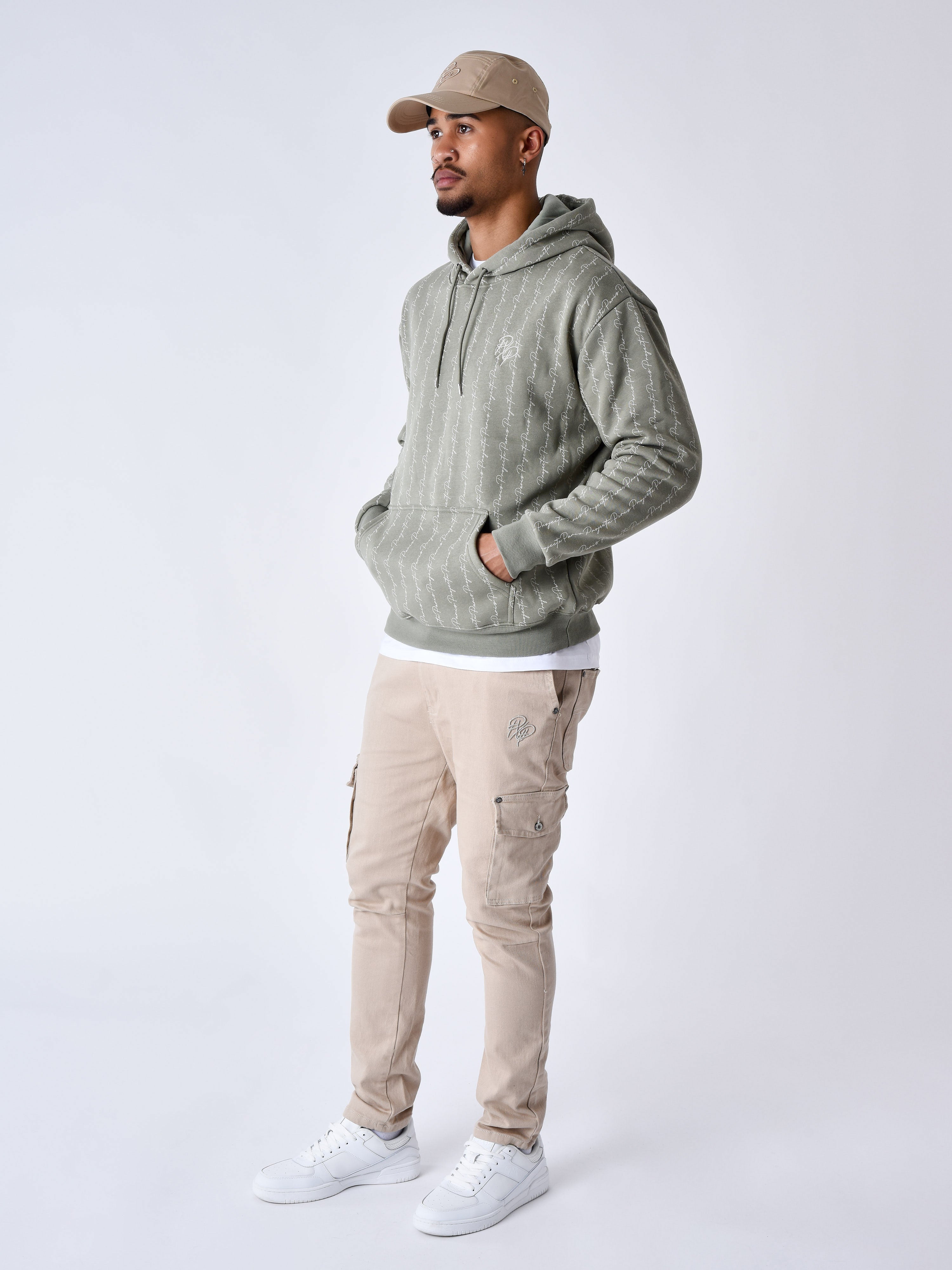 sweat-a-capuche-imprime-ink-drip-olive